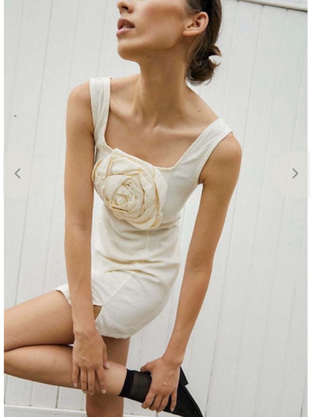 TACH Cream Mini Dress with Rosette Detail